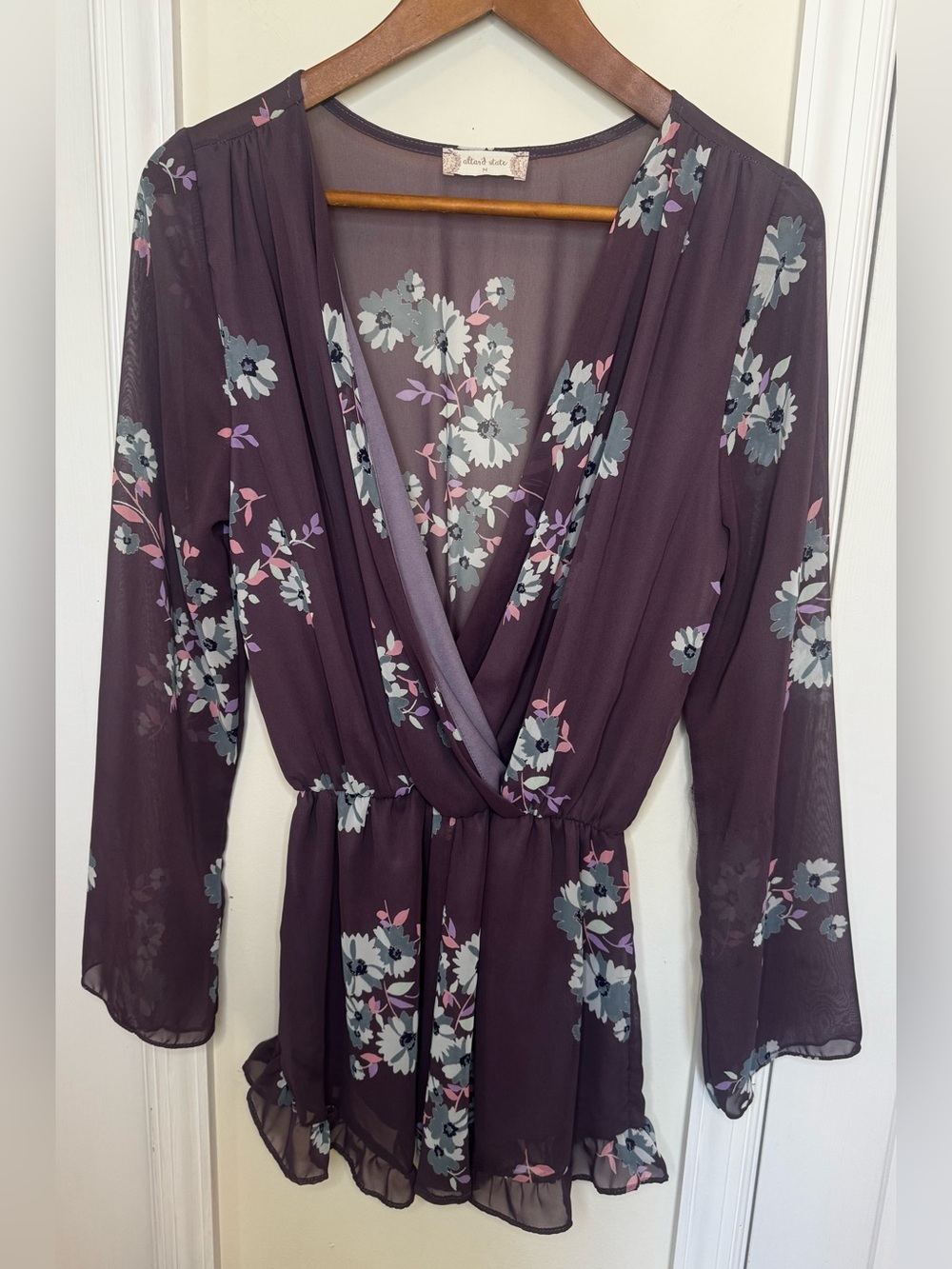 Altar'd State Purple Floral Wrap Romper
